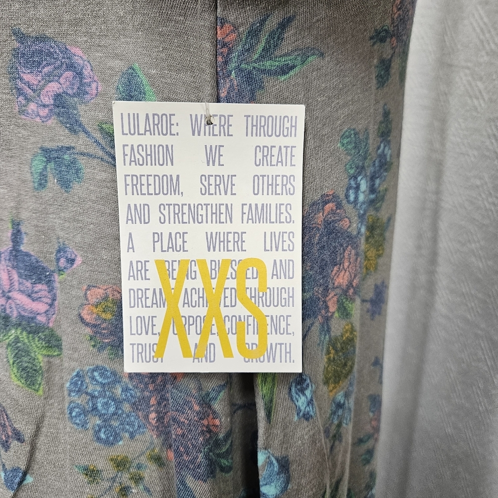 LuLaRoe Gray Midi Dress with Pastel Floral Print - Picture 3 of 8